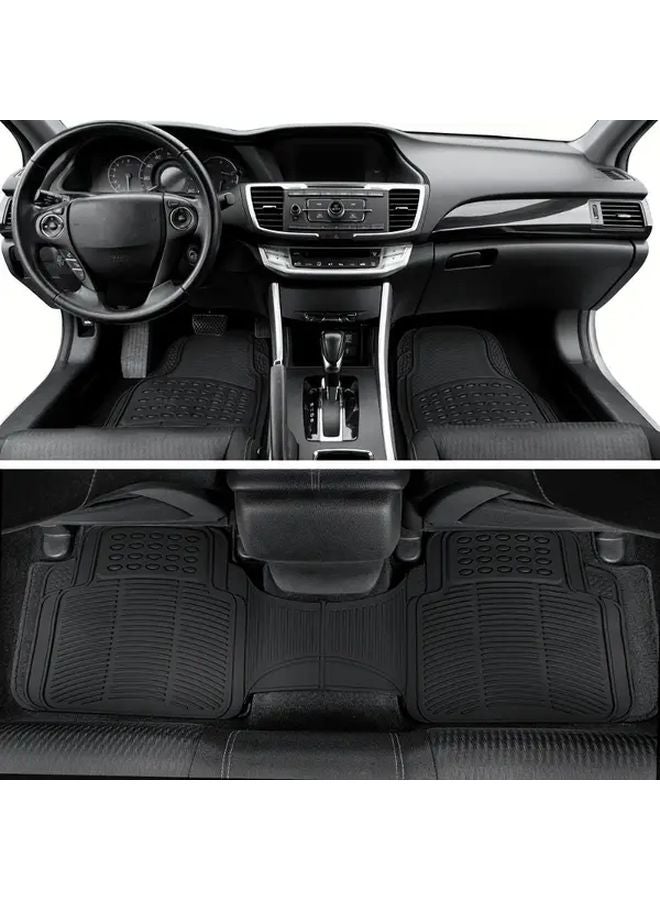 3Pcs All Weather Car Floor Mats Set Durable PVC Non Slip Front Rear Seat Rubber Pads - Image 1